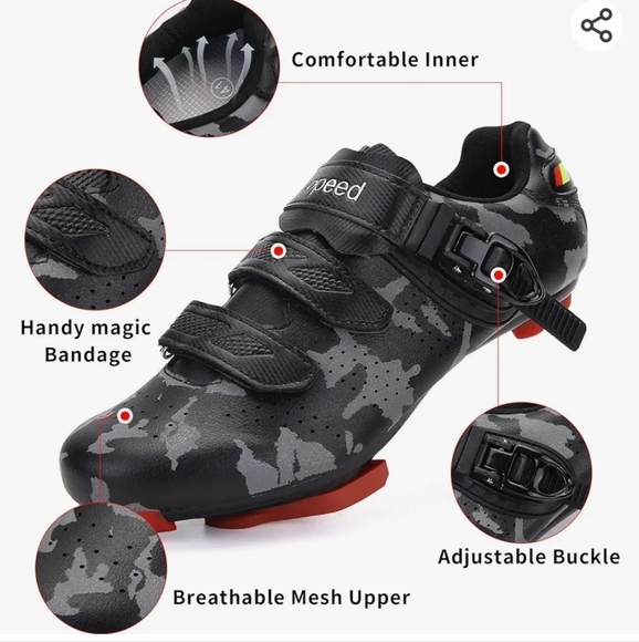 Speed Black Camo Cycling Shoes Unisex Size EU 39 New - Picture 3 of 16